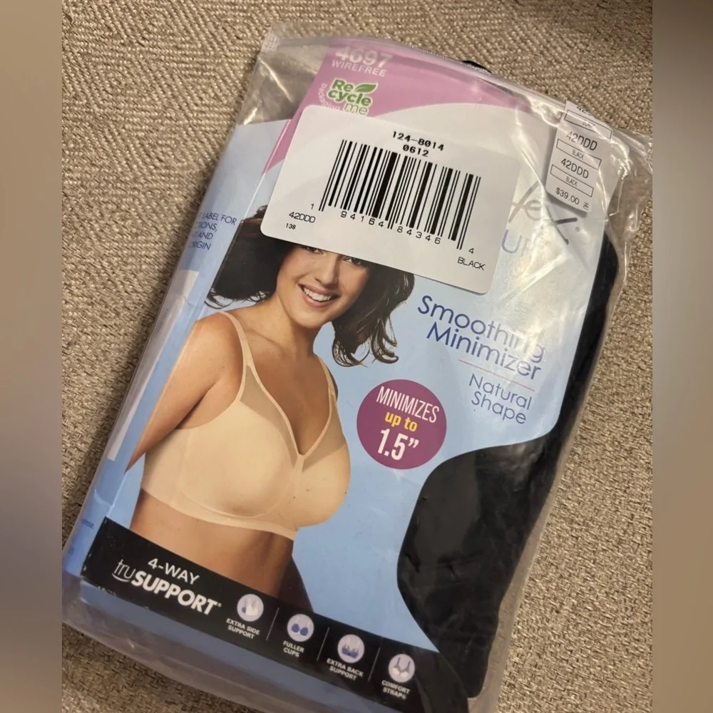 Playtex 18 Hour Smoothing Minimizer Wirefree Bra - Black #4697 Sz 4697